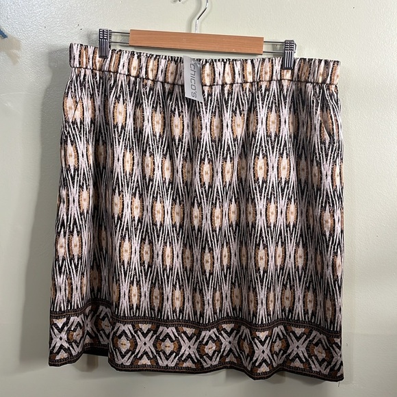 Chico's Dresses & Skirts - Chico's diamond ikat pull on elastic waistband Brown and Tan Patterned Skirt